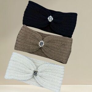 🔥🔥🆕3PC Set of Knitted Headbands with Rhinestone Detail